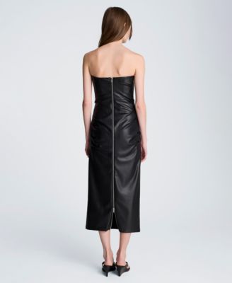 Women's Strapless Midi Tuck Dress