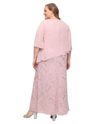 Plus Size Long Glitter Mesh A-Line Ball Gown