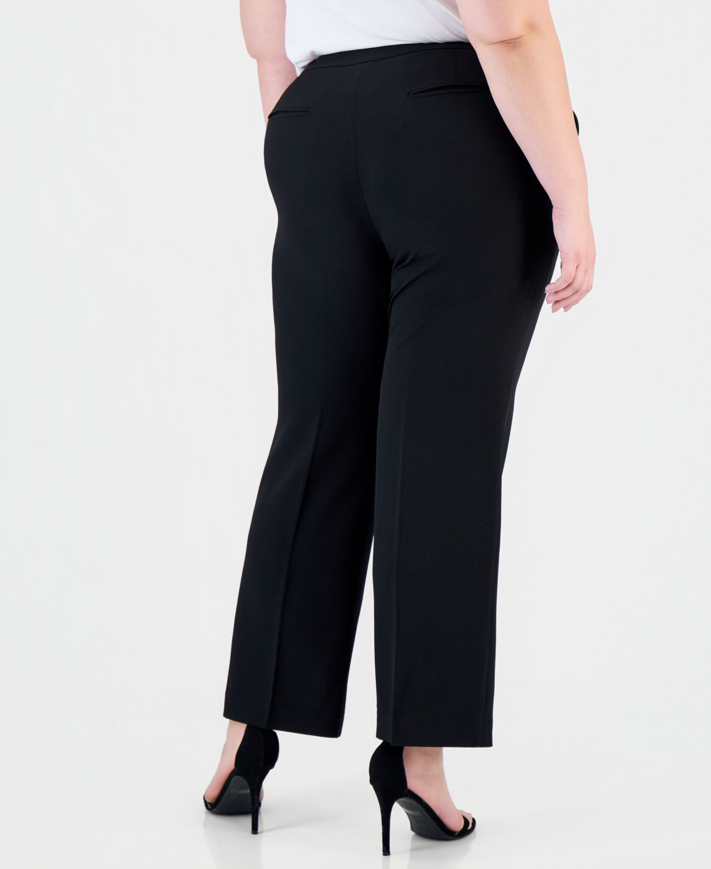Женские брюки Kasper Plus Size Stretch Crepe Straight Leg Pant, цвет: Чёрный — фото 3
