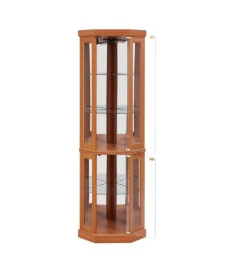 Lighted Corner Curio Cabinet - Display Case for Living Room, Collectibles, Wine & Bar