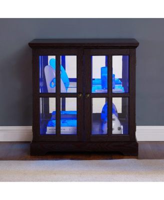 LED Curio Display Cabinet with Adjustable Shelves & Lattice Doors