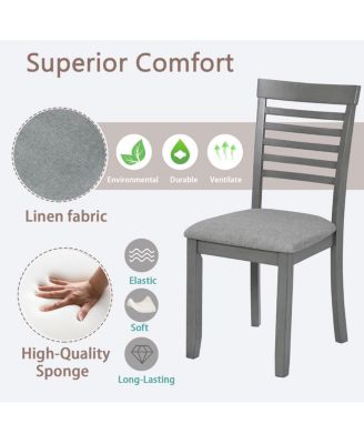 Streamdale Wooden Dining Chairs Set of 4 with Padded Seat, Gray