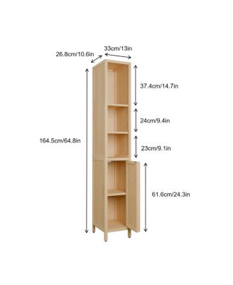 Natural bamboo large capacity thin and tall cabinet