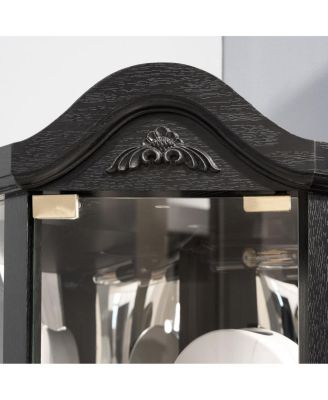 Streamdale Lighted Glass Display Corner Curio Cabinet with Adjustable Shelves - Black