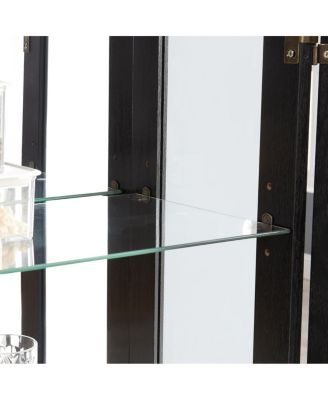 Streamdale Lighted Curio Cabinet with Glass Doors and Adjustable Shelves, Black