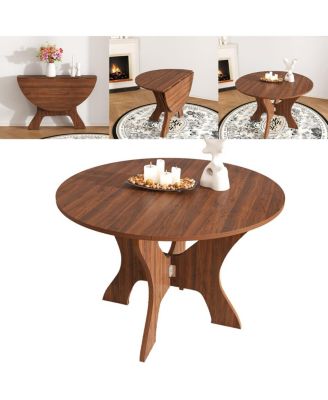 Streamdale 43" Folding Dining Table for Small Spaces, Walnut Veneer, Space Saving Foldable Kitchen Table