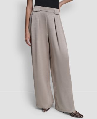 Women's Pleated Wide-Leg Pull-On Pants