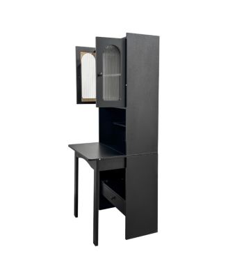 Fold-Out Convertible Writing Table/Desk Cabinet with Shelf & Drawer