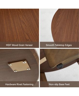 Streamdale 47.25" Round Dining Table, Retro Style, Seats 4-6, Walnut Wood/Bronze