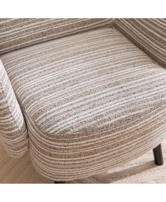  Modern armchair with sanded fabric, side pocket, solid wood legs.