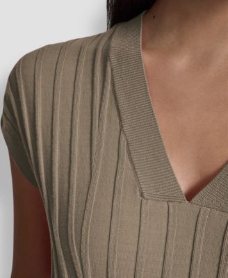 Women's Ribbed Short-Sleeve Sweater