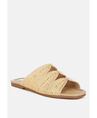 Rag and Co Womens Daisy Doe Raffia Square Toe Flats