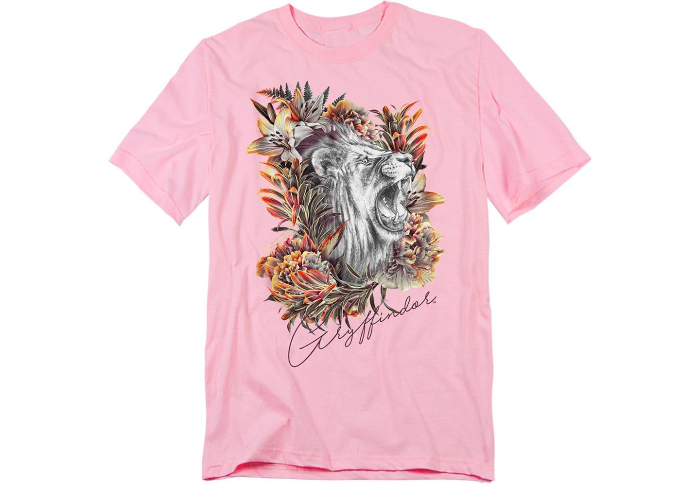 Мужская футболка Harry Potter Gryffindor Floral Lion Mascot, цвет: Розовый — фото 1