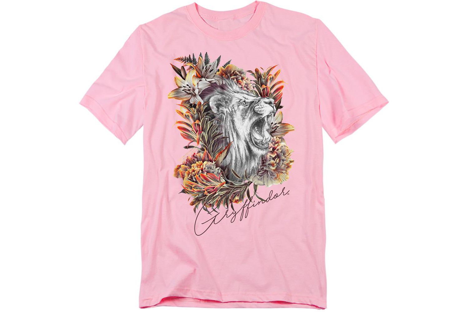 Men's Gryffindor Floral Lion Mascot T Shirt