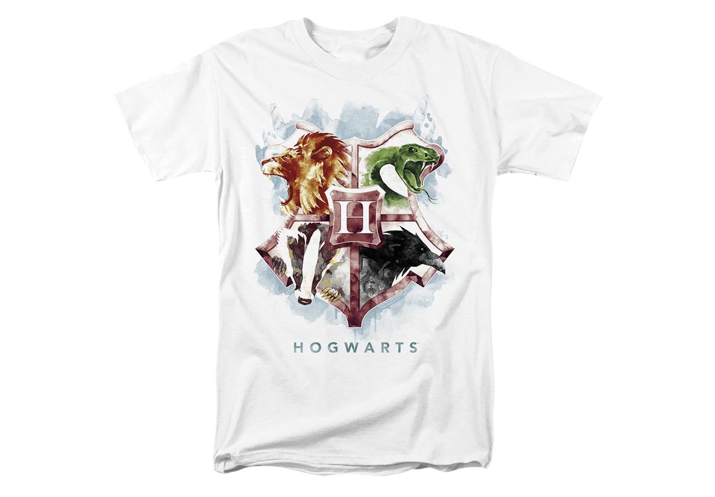 Мужская футболка Harry Potter Hogwarts Crest Watercolor, цвет: Белый — фото 1