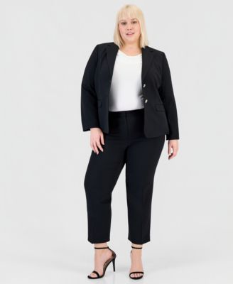 Plus Size Blazer & Straight-Leg Pants