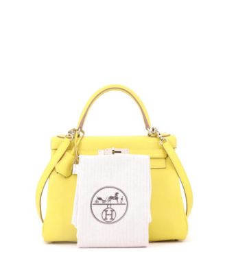 Kelly 28 Handbag Yellow Evercolor with Palladium Hardware