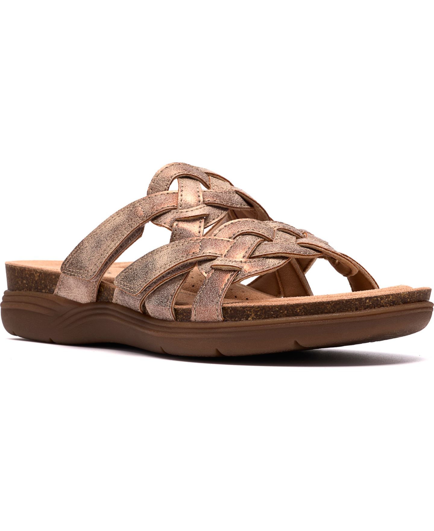 Женские сандалии Clarks April Rae Round Toe Flat, цвет: Бронзовый металлик — фото 1