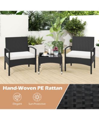 Outdoor 3-Piece Rattan Bistro Furniture Set with Table