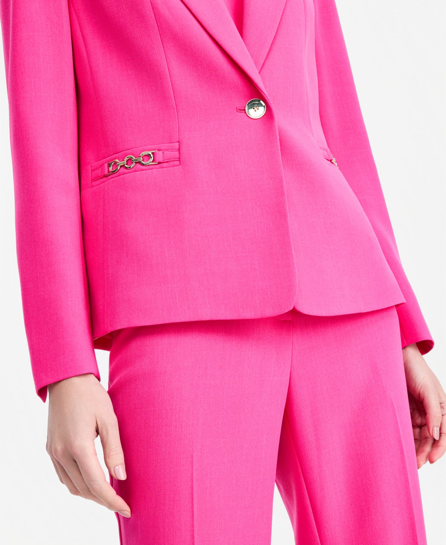 Petite Women's One-Button Chain-Trim Blazer