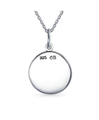 Aquarius Zodiac Round Medallion Pendant Necklace Antiqued .925 Sterling Silver