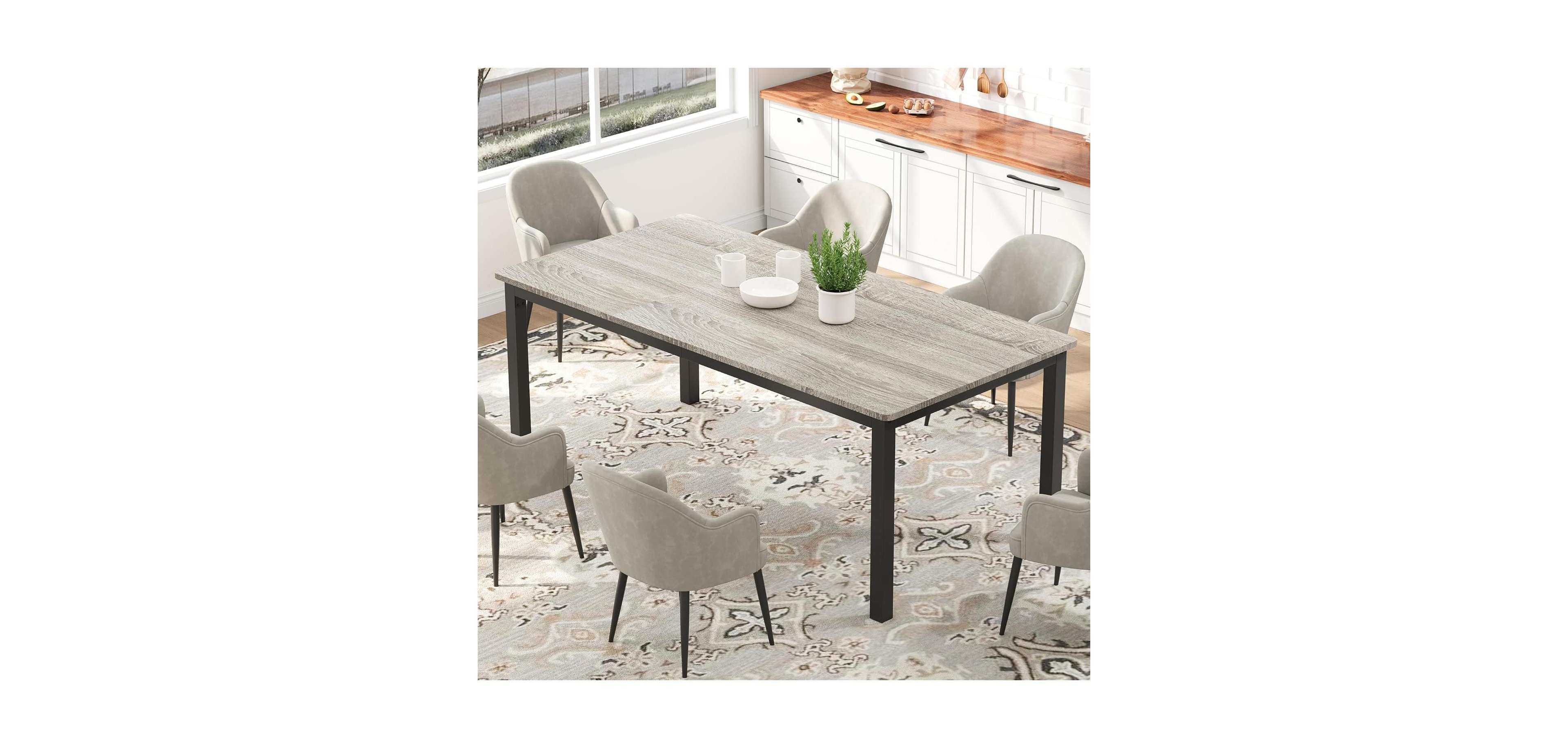Gaomon Kitchen Table Dining Table 6-PersonIndustrial Kitchen Table for Dining Room, Home Office, Living Room