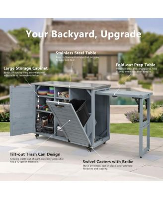 78.3" Outdoor Kitchen Island with Foldable Grill Table.