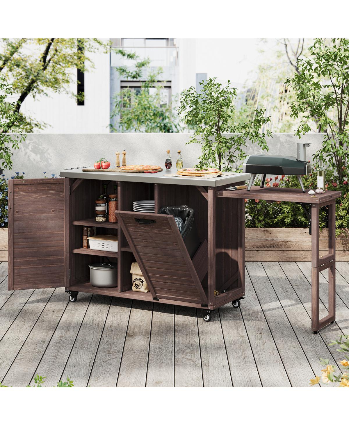 Streamdale Furniture 78.3" Outdoor Kitchen Island with Foldable Grill Table.