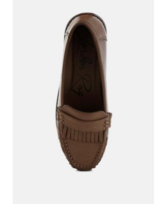 Womens Croyda Fringed Nubuck Loafers