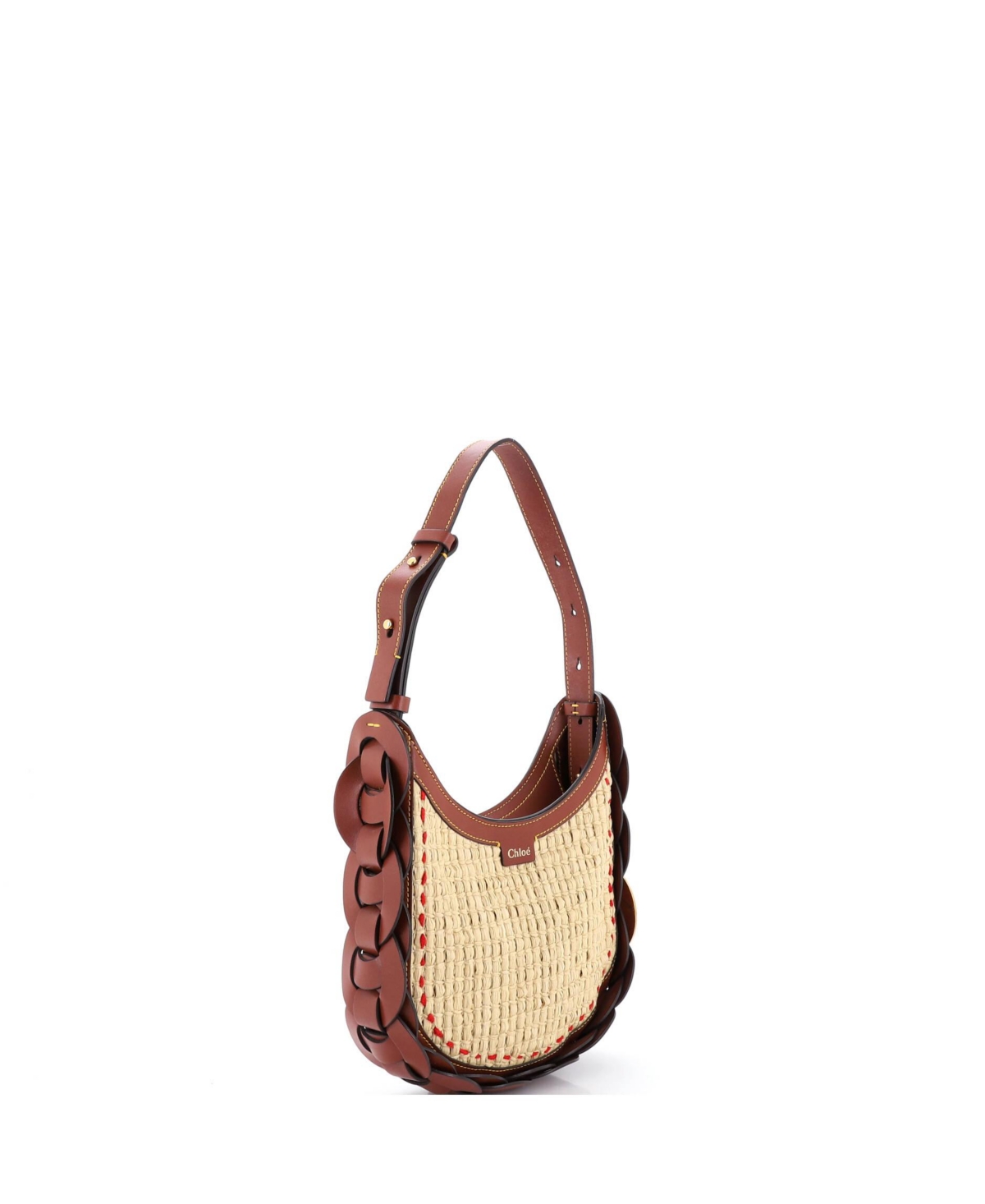 Pre-Owned Chloe Small Darryl Hobo Raffia and Leather