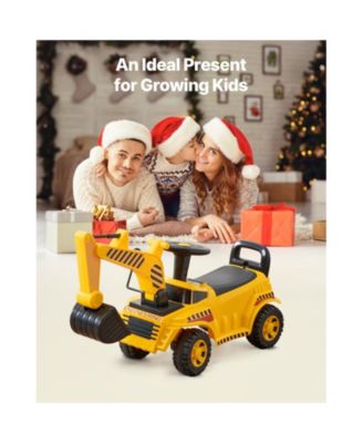 Ride On Toddler Car, Push Car for Toddler 19 to 36 Months, Excavator Digger Toy with Helmet & Music