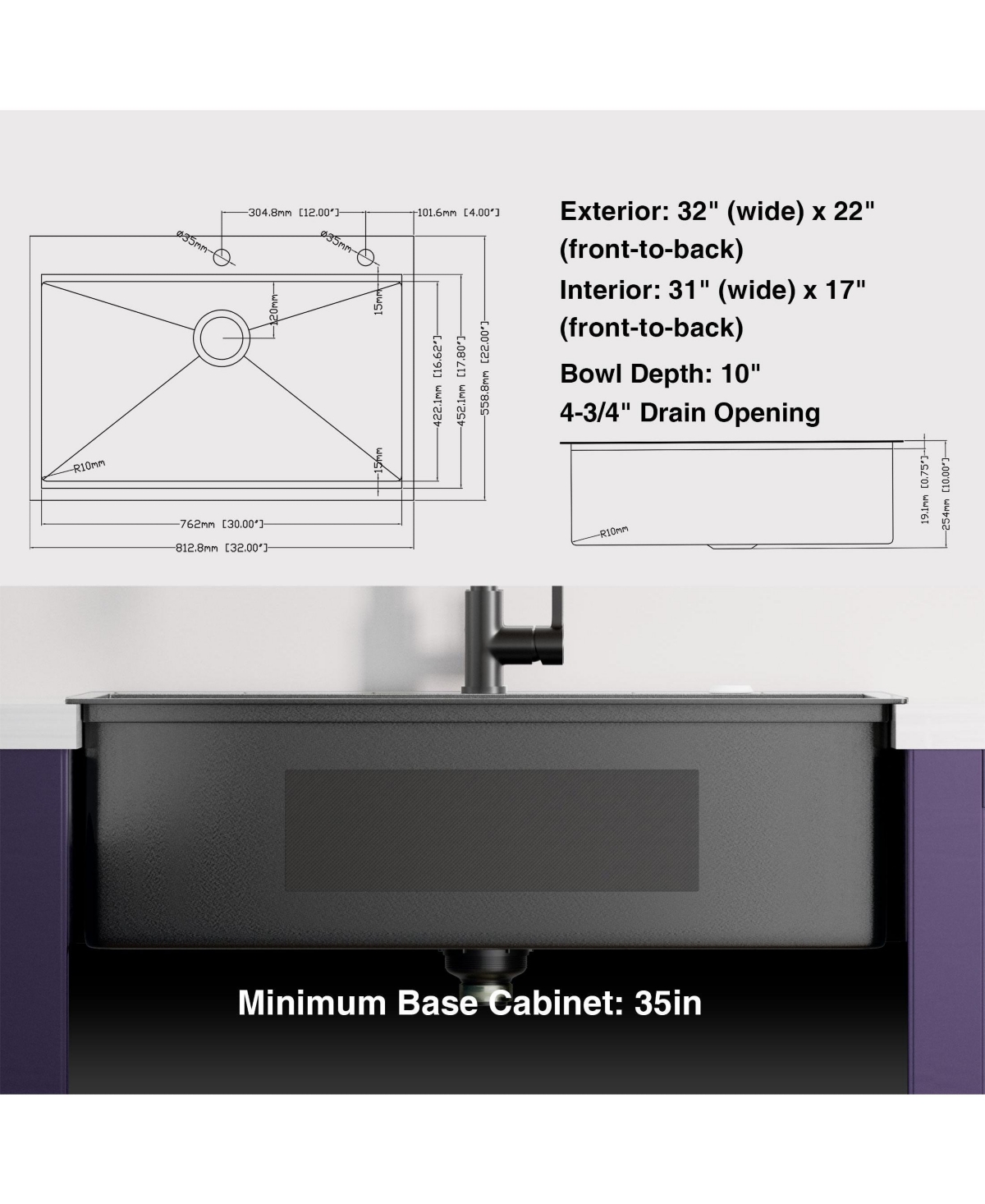 flynama Gunmetal Kitchen Sink Topmount Workstation Stainless Steel Single Bowl