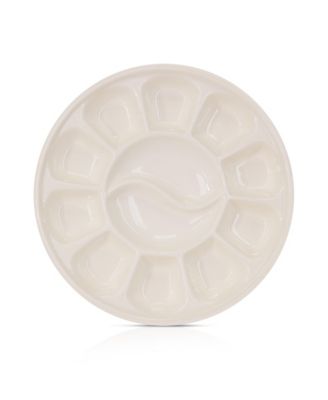 Ceramic Watercolor Paint Palette Tray - 12 Well Round Ceramic Palette | 7 Inch Paint Pallet