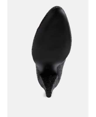 Womens Sugar Plum Glitter Conical Heel Pumps