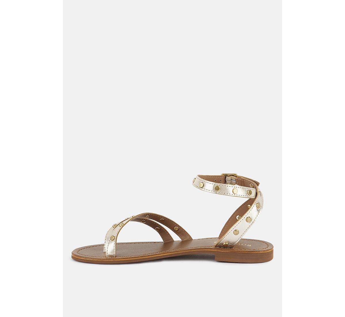 Oprah Womens Studs Embellished Flat Sandals