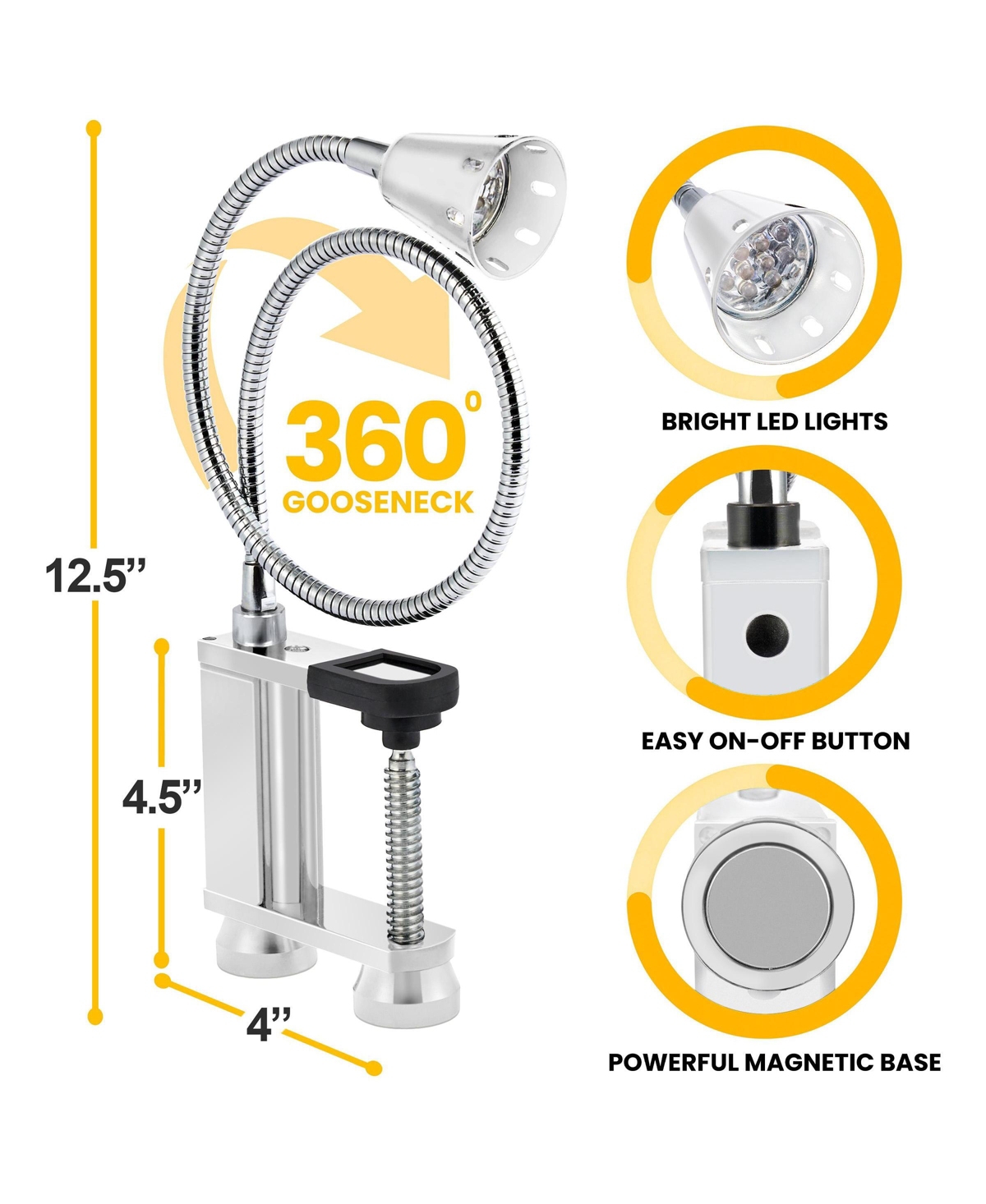 Sorbus 2 Pack 22 Inch Bbq Grill 360 Degree Flexible Gooseneck Led Lights - Weather Resistant