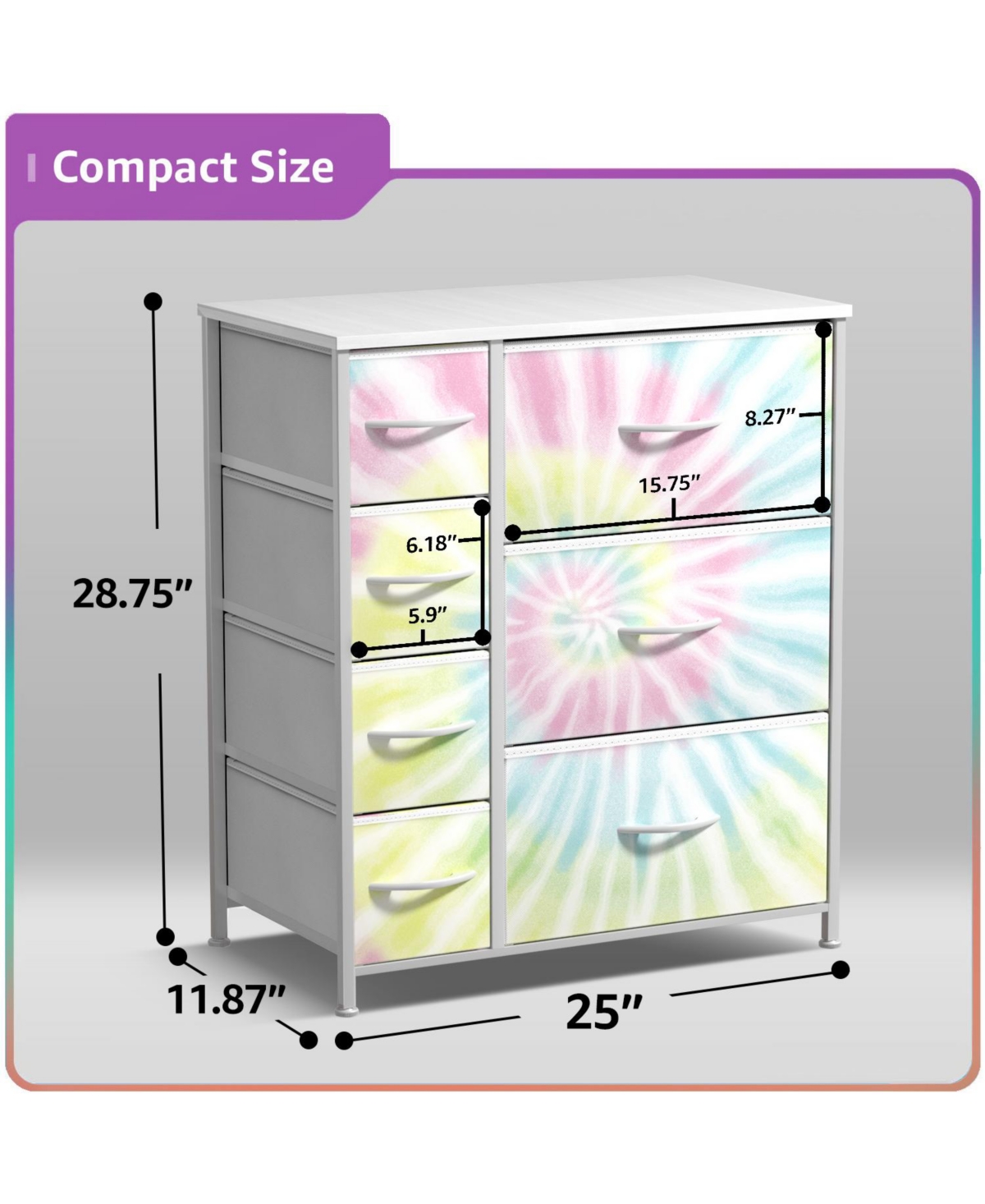 Sorbus Dresser with 7 Drawers - Storage Chest Organizer Steel Frame, Wood Top, Handles, Fabric Bins