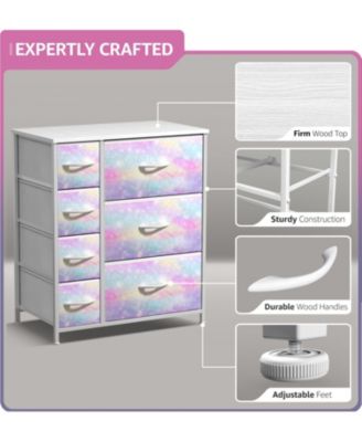 Dresser with 7 Drawers - Storage Organizer with Steel Frame, Wood Top, Handles, Fabric Bins