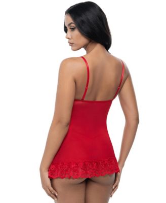 Oh La La Cheri Valentine Soft Cup Lace Babydoll with G-string Panty