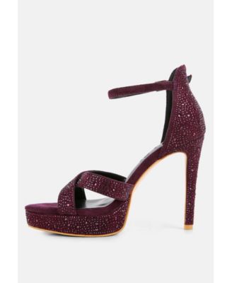 REGALIA Womens Rhinestone Embellished Stiletto Sandals