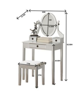  Moniys Wood Moniya Makeup Vanity Table and Stool Set, Pink