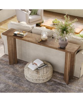 Solid Wood Console Table, 70.9-Inch Narrow Long Sofa Table, Farmhouse Entryway Table