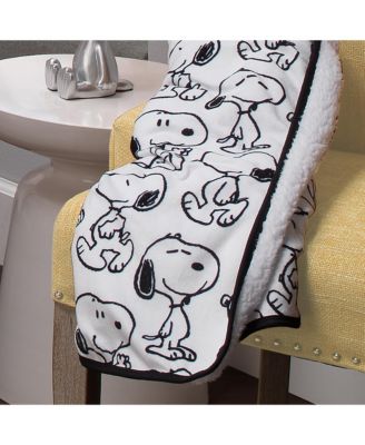 Baby Classic Snoopy Minky and Faux Shearling Blanket - White/Black