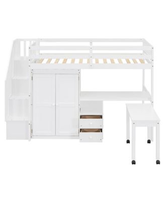  Kids & Teens Loft Bed with Stairs, Storage, and Desk - Twin