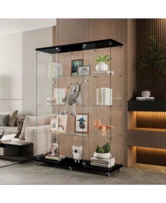 Black Glass Display Cabinet | 4 Shelves | Living Spaces
