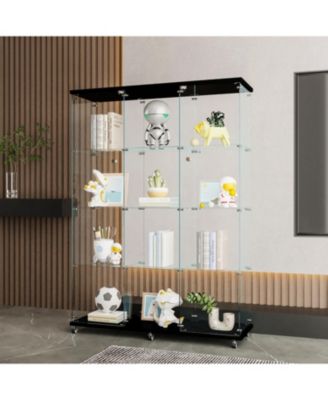 Black Glass Display Cabinet | 4 Shelves | Living Spaces