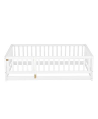 Twin Montessori Floor Bed with Fence and Door