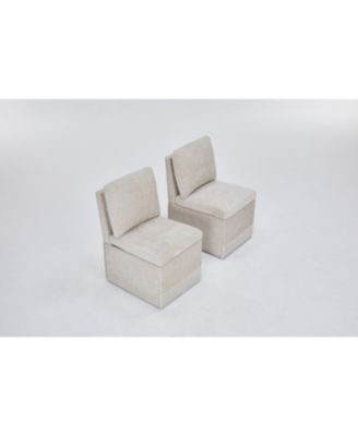 Linen Upholstered Armless Dining Chair with Storage