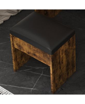 Streamdale Vanity Table with LED Lights, Outlet, Stool - Compact Dressing Desk (Vintage