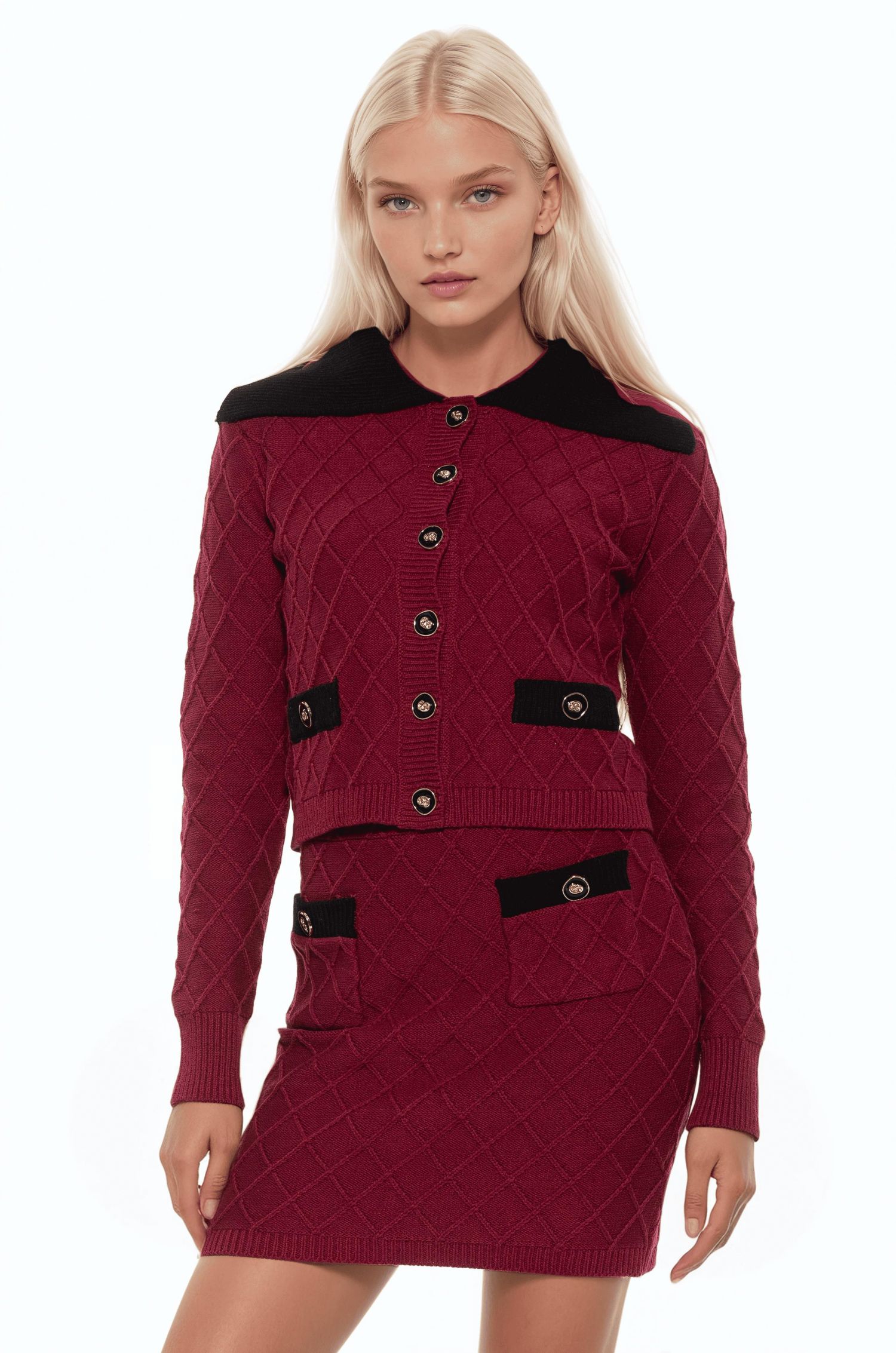 Women's Alina Fully Knit Cardigan with Contrast Collar